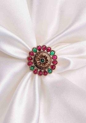 Gold Plated Cubic Zirconia Studded Adjustable Finger Ring