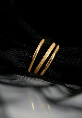 18K Gold Plated Waterproof Anti Tarnish Set Of 3 Thin Minimal Rings Size:8