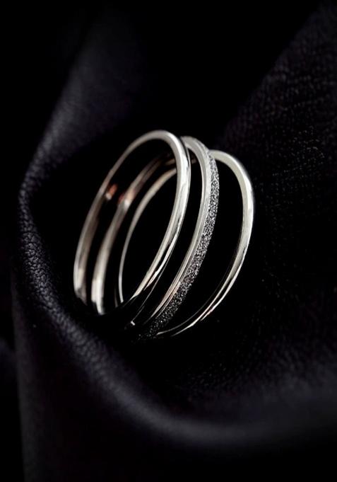 18K Silver Plated Waterproof Anti Tarnish Set Of 3 Thin Minimal Rings Size