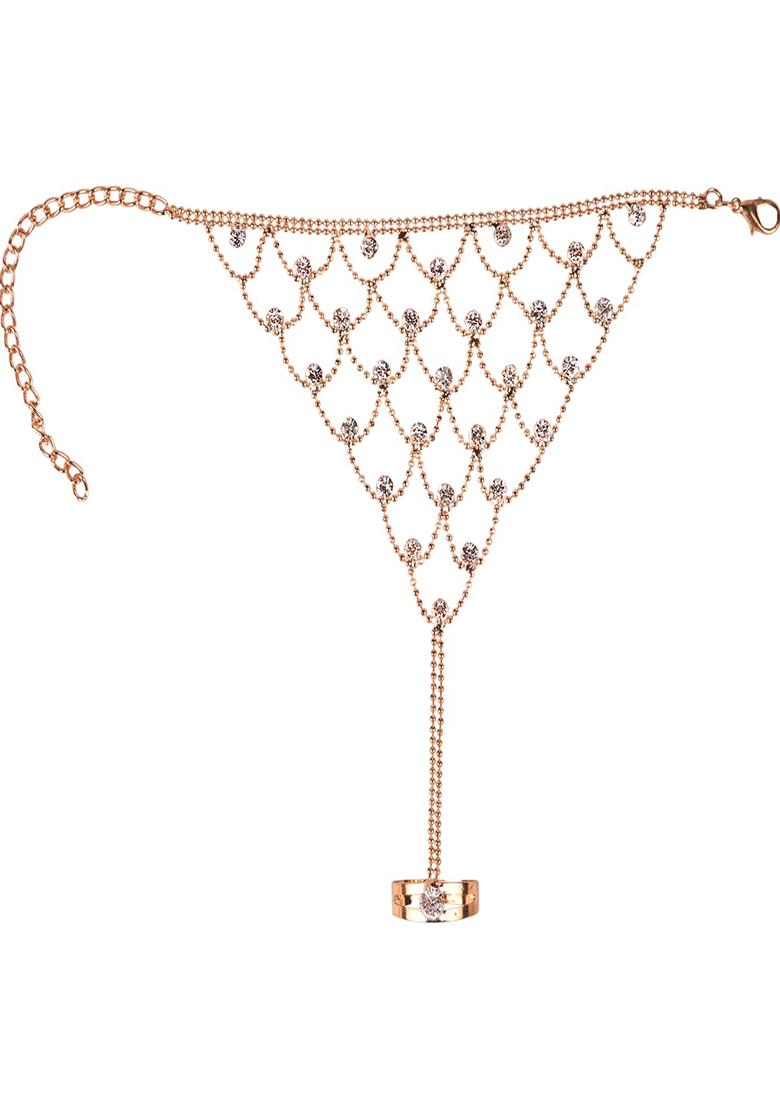 Women Gold Ring Bracelet - Indya