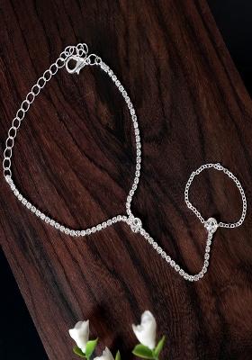 Women Silver Plated Ring Bracelet