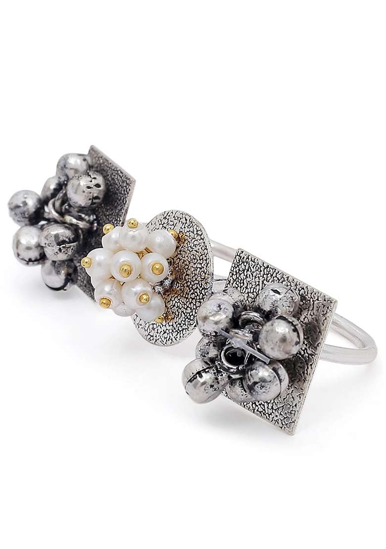Oxidised Platinum Plating Zinc Alloy Rings - Indya