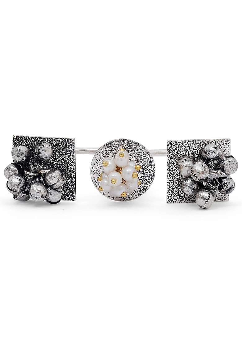 Oxidised Platinum Plating Zinc Alloy Rings - Indya