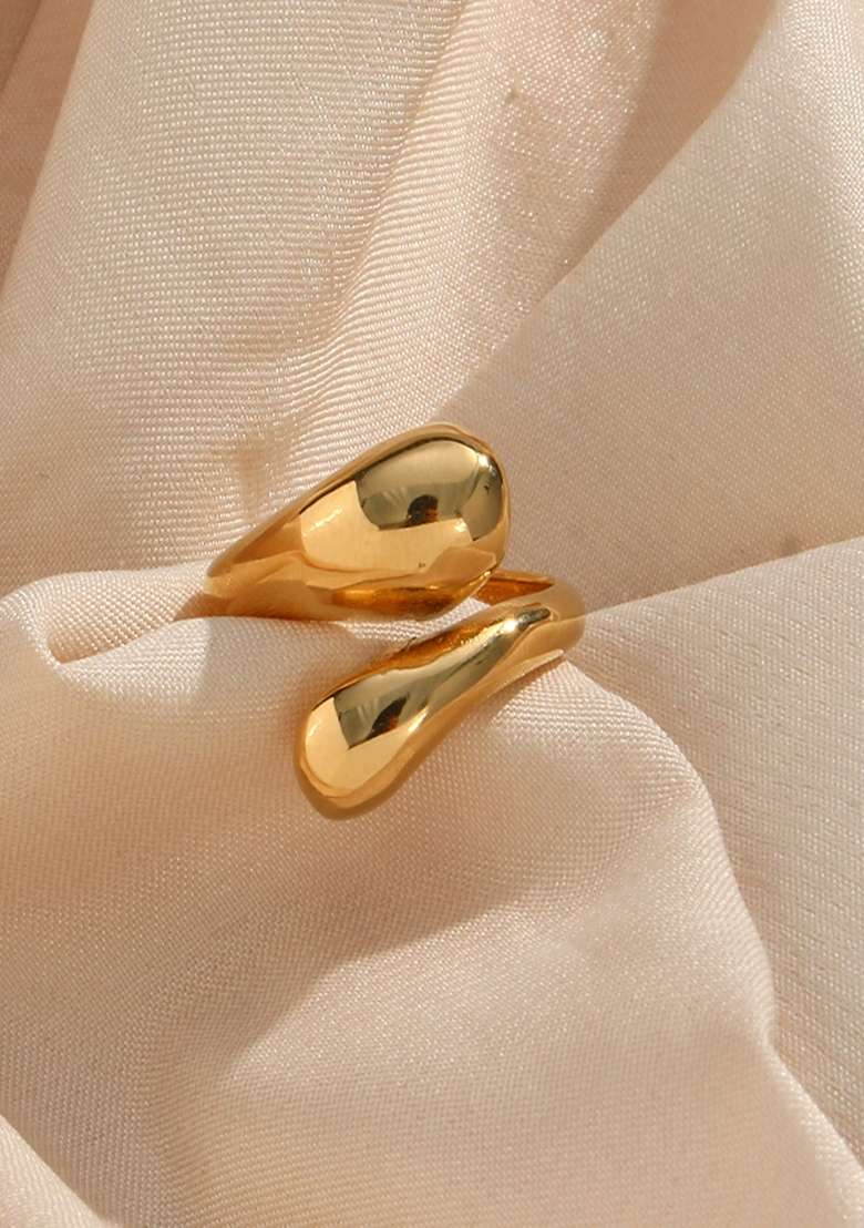 Gold Slip On Stainless Steel Ring For Women - Indya