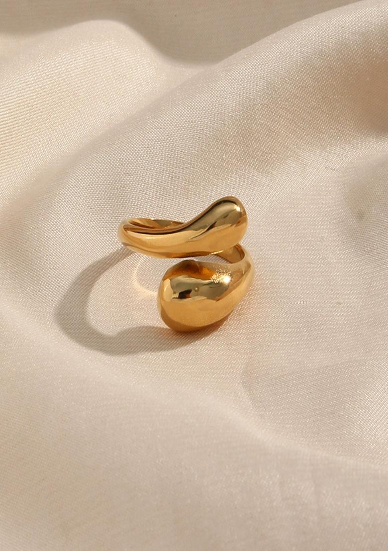 Gold Slip On Stainless Steel Ring For Women - Indya