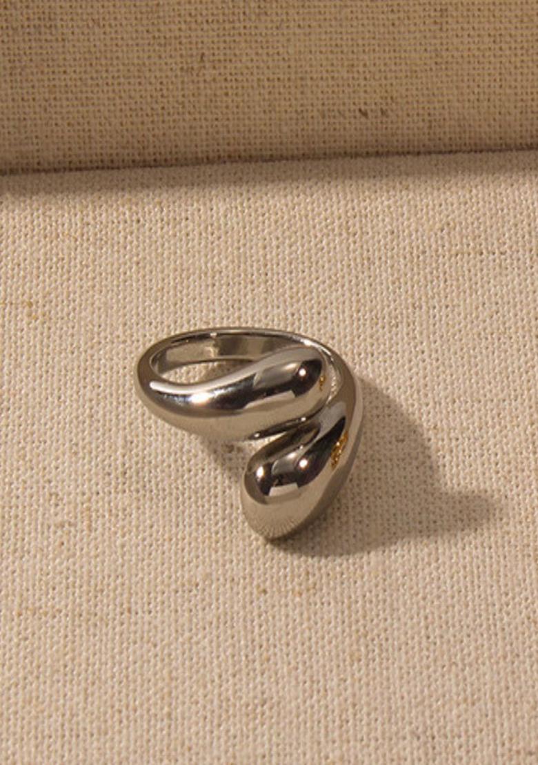 Silver Slip On Stainless Steel Ring For Women - Indya