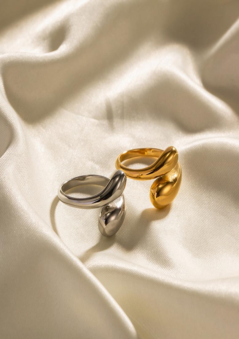 Silver Slip On Stainless Steel Ring For Women - Indya