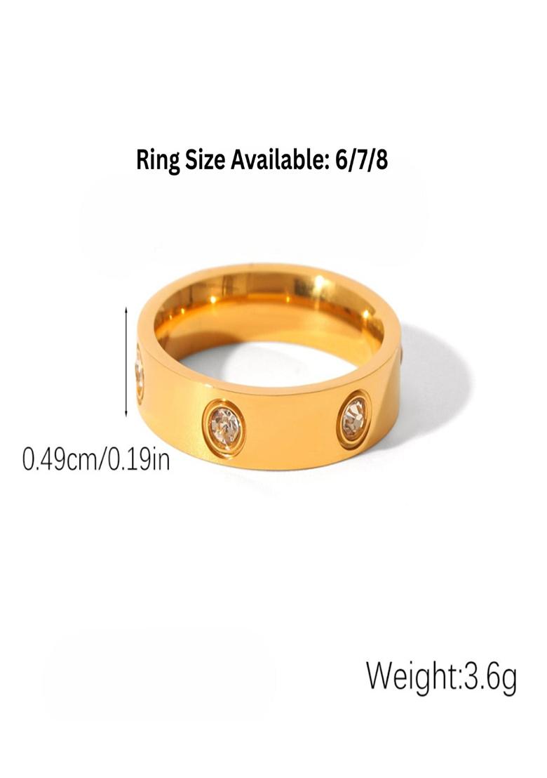 18K Gold Plated Anti-Tarnish Round Zircon Minimal Ring - Indya