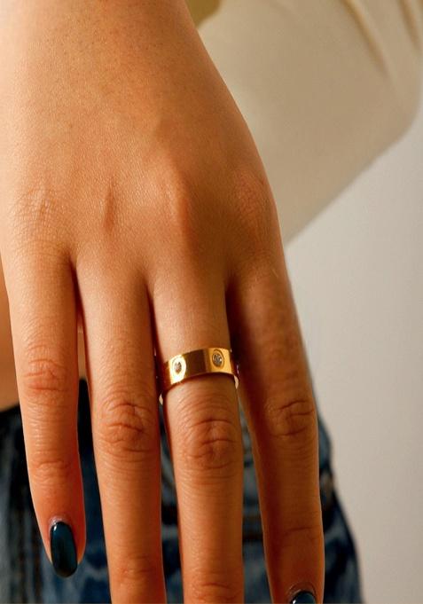 18K Gold Plated Anti-Tarnish Round Zircon Minimal Ring