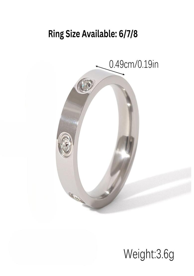 18K Silver Plated Anti-Tarnish Round Zircon Minimal Ring - Indya