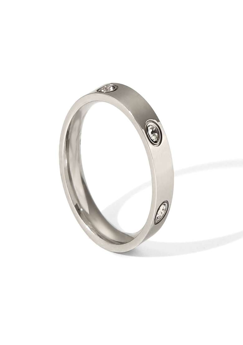 18K Silver Plated Anti-Tarnish Round Zircon Minimal Ring - Indya