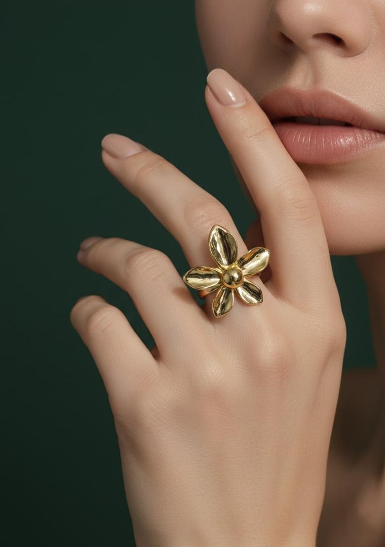Golden Stainless Ring - Indya