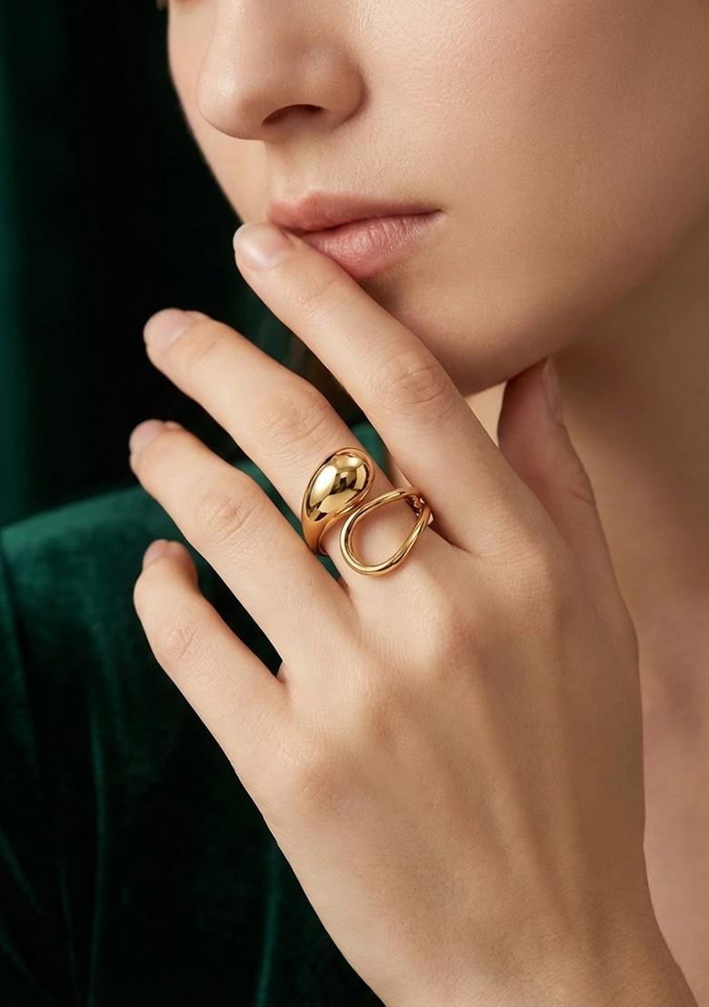 Golden Stainless Ring - Indya