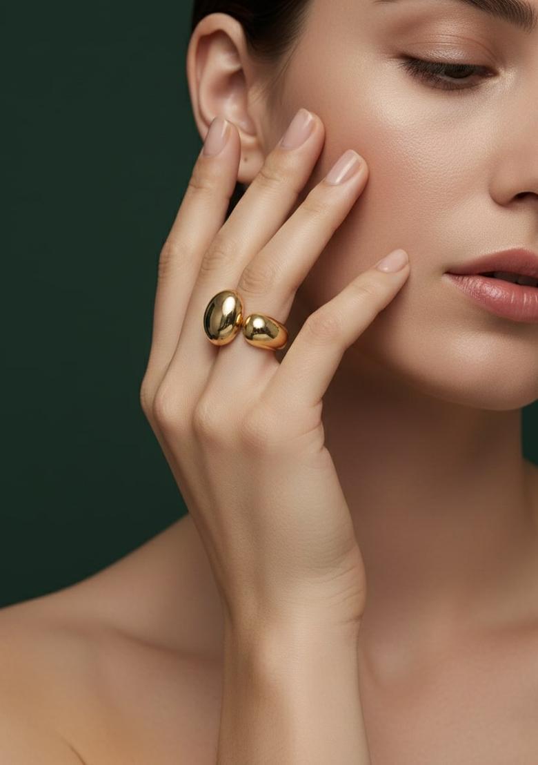 Golden Stainless Ring - Indya