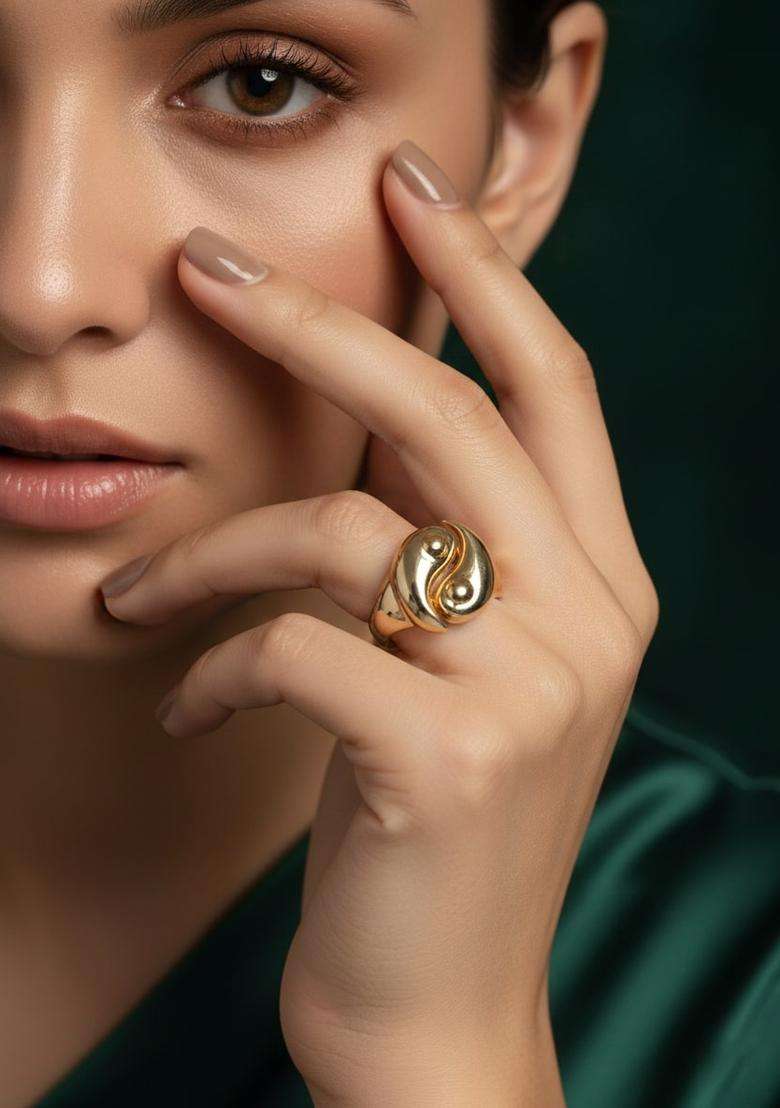Golden Stainless Ring - Indya