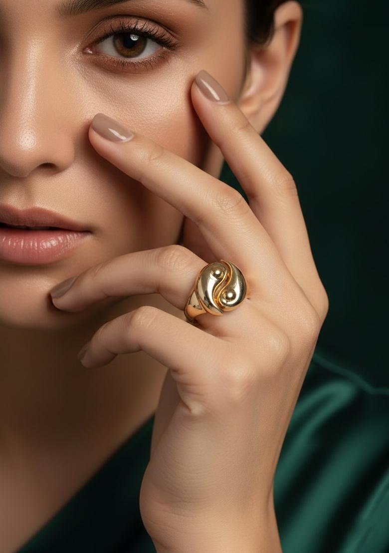 Golden Stainless Ring - Indya