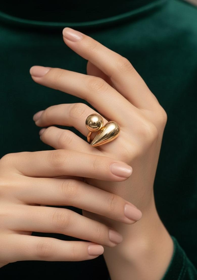 Golden Stainless Ring - Indya