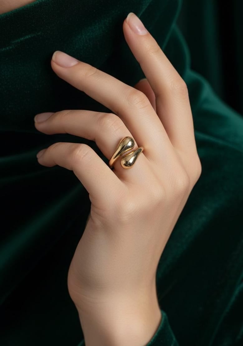 Golden Stainless Ring - Indya