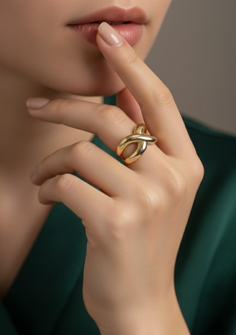 Golden Stainless Ring - Indya