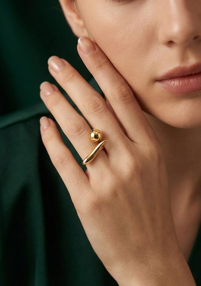 Golden Stainless Ring - Indya