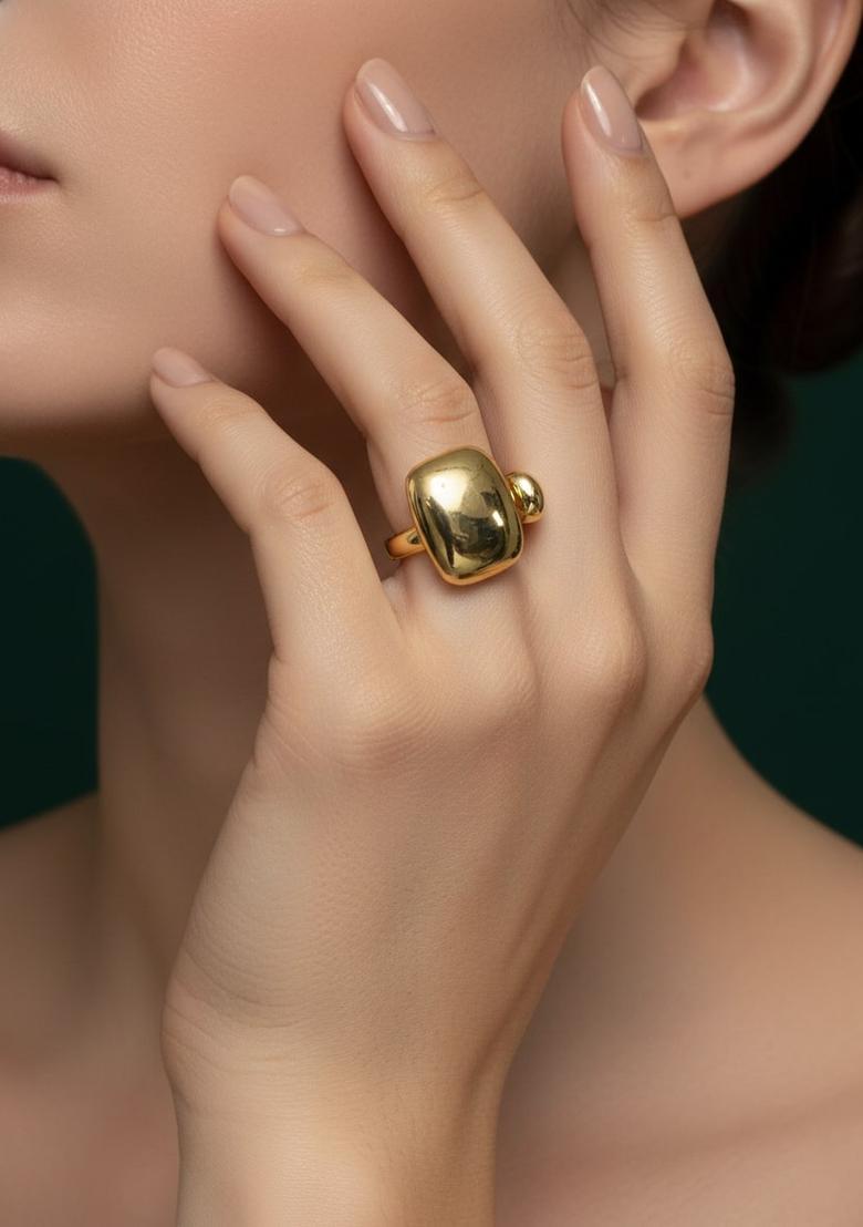 Golden Stainless Ring - Indya