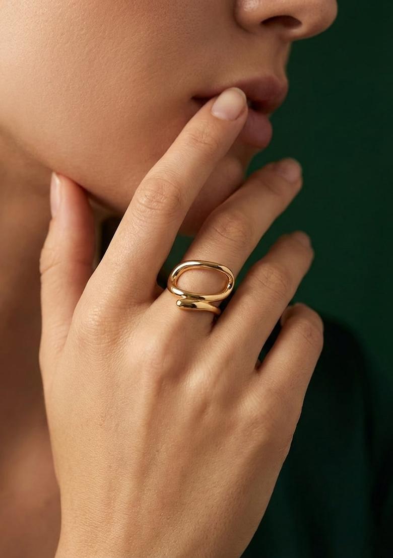 Golden Stainless Ring - Indya