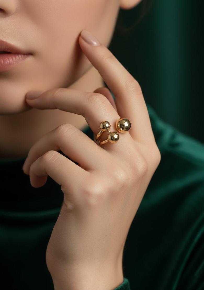 Golden Stainless Ring - Indya