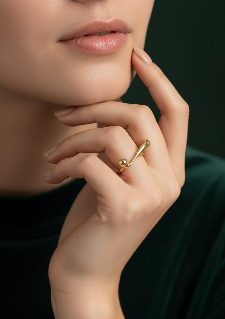 Golden Stainless Ring - Indya