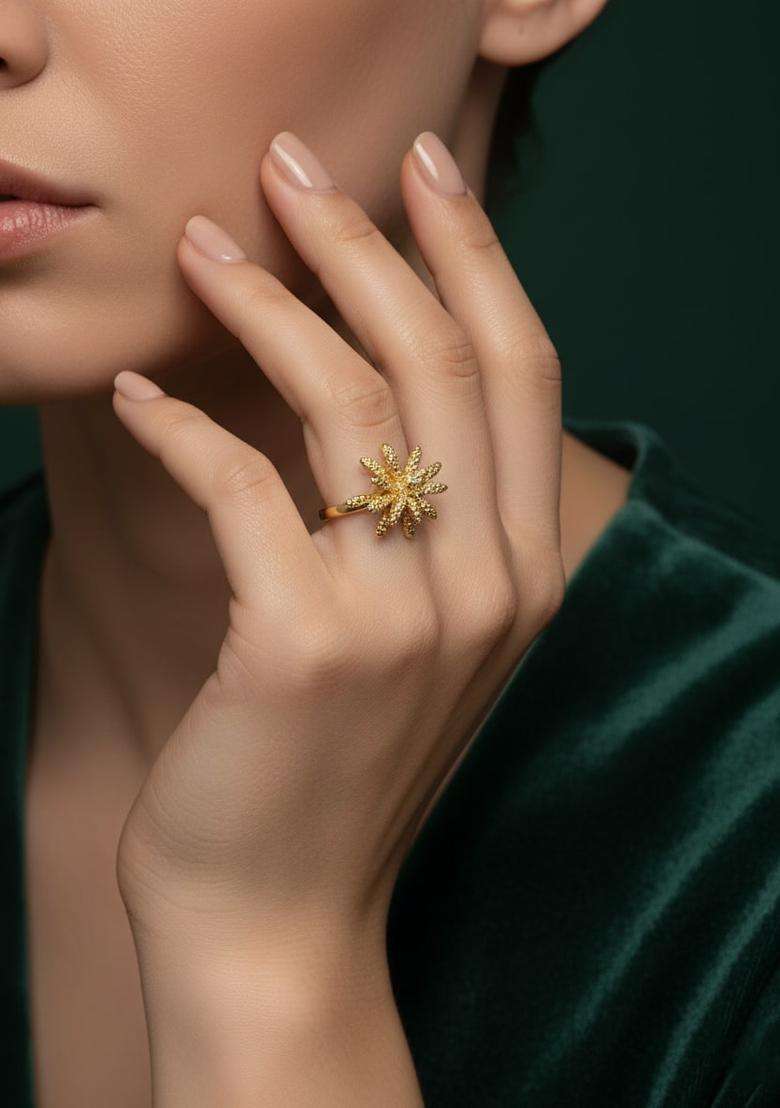 Golden Stainless Ring - Indya