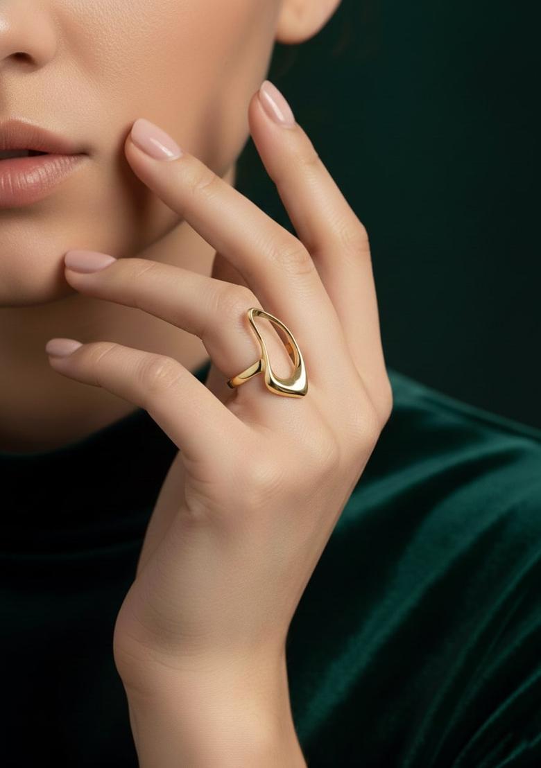 Golden Stainless Ring - Indya