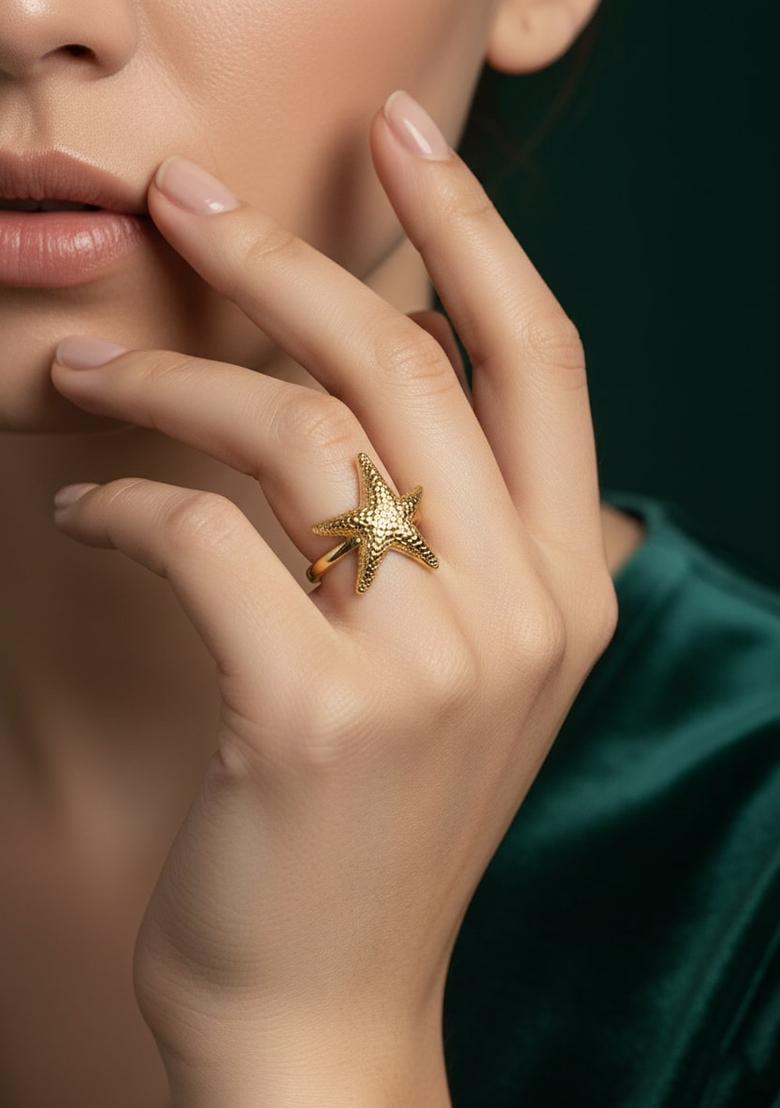 Golden Stainless Ring - Indya