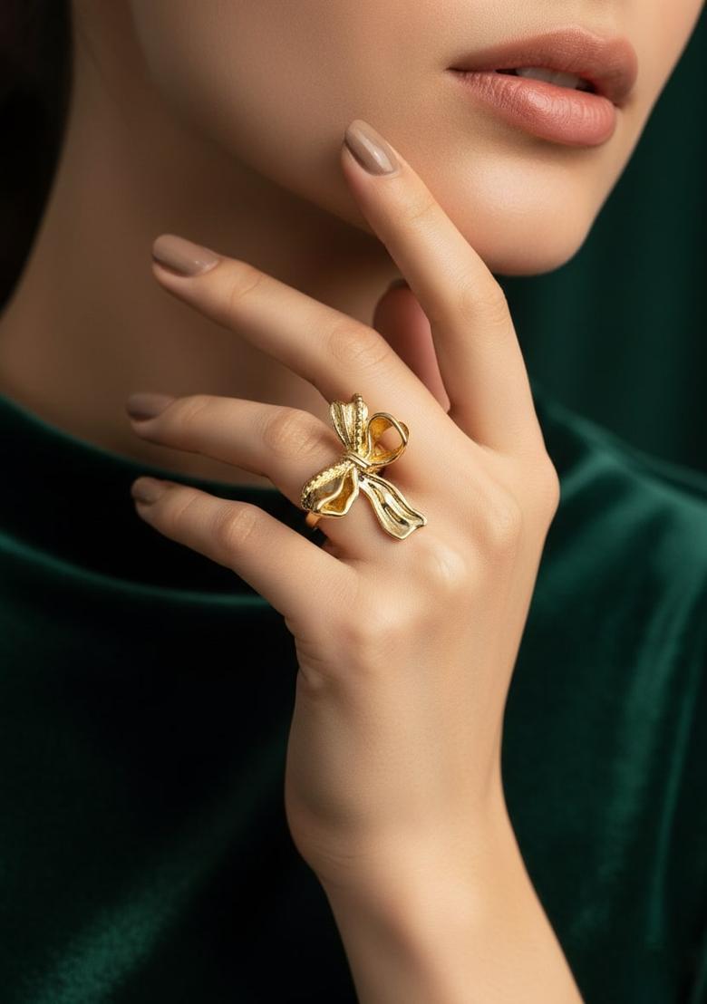 Golden Stainless Ring - Indya