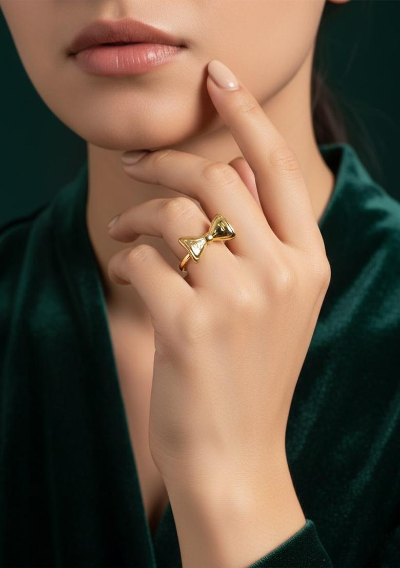 Golden Stainless Ring - Indya