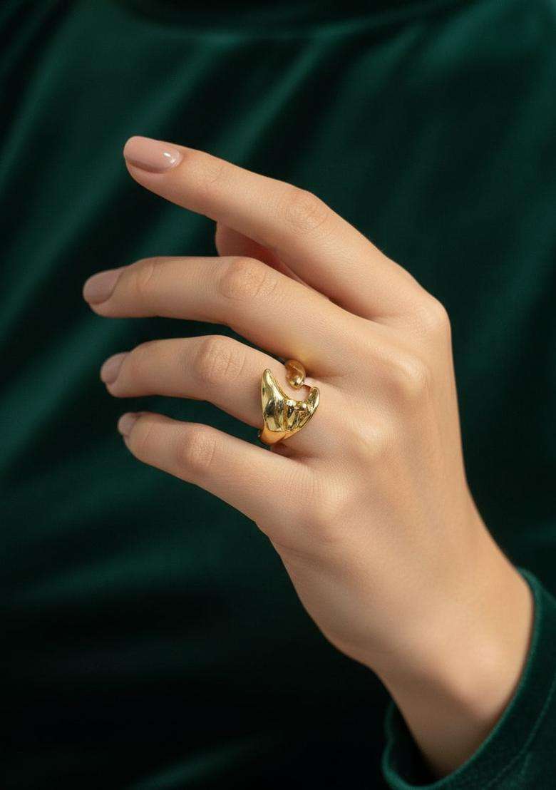 Golden Stainless Ring - Indya