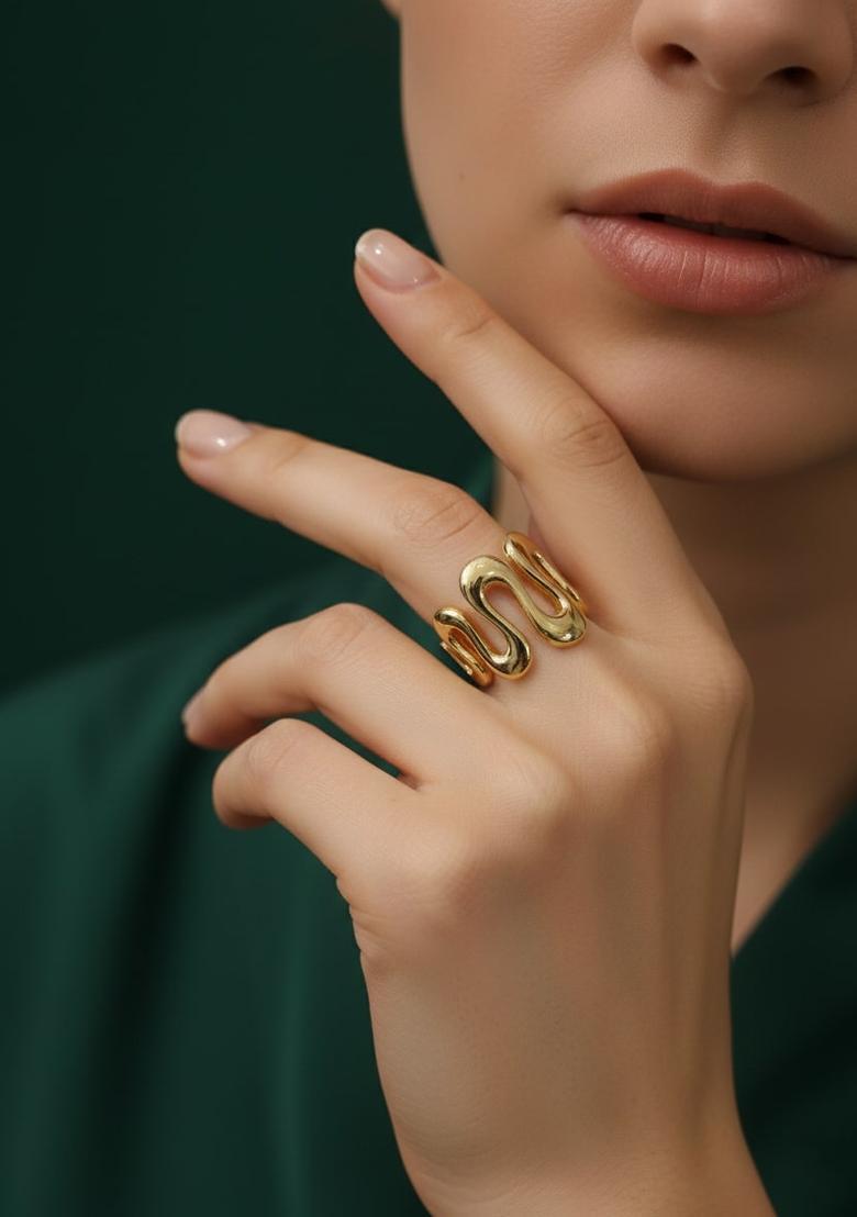 Golden Stainless Ring - Indya