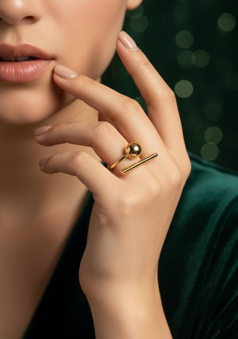 Golden Stainless Ring - Indya