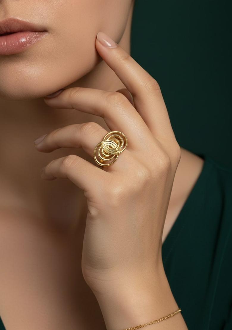 Golden Stainless Ring - Indya
