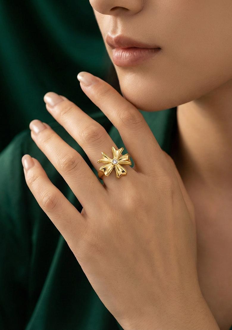 Golden Stainless Ring - Indya