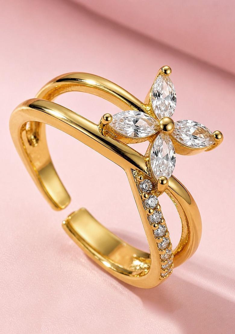 Golden Alloy Ring - Indya