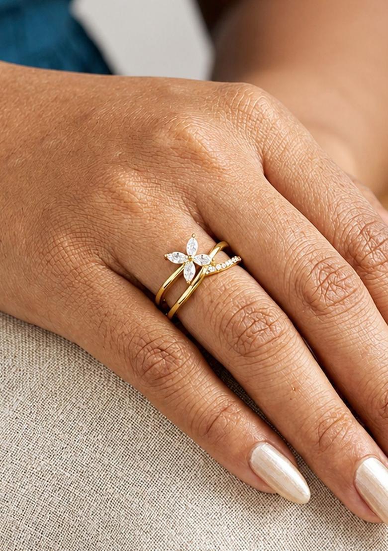 Golden Alloy Ring - Indya