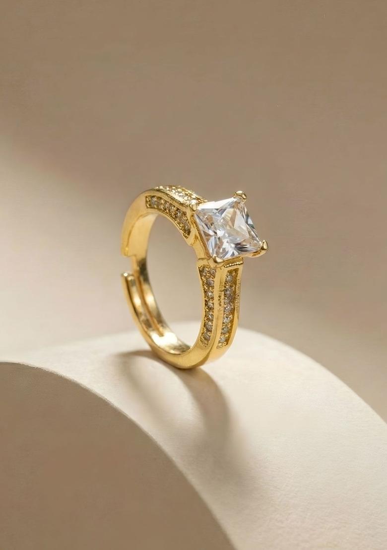 Golden Alloy Ring - Indya