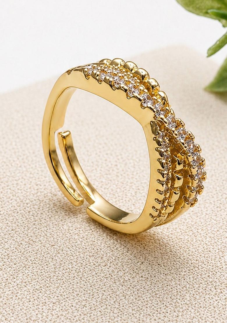 Golden Alloy Ring - Indya
