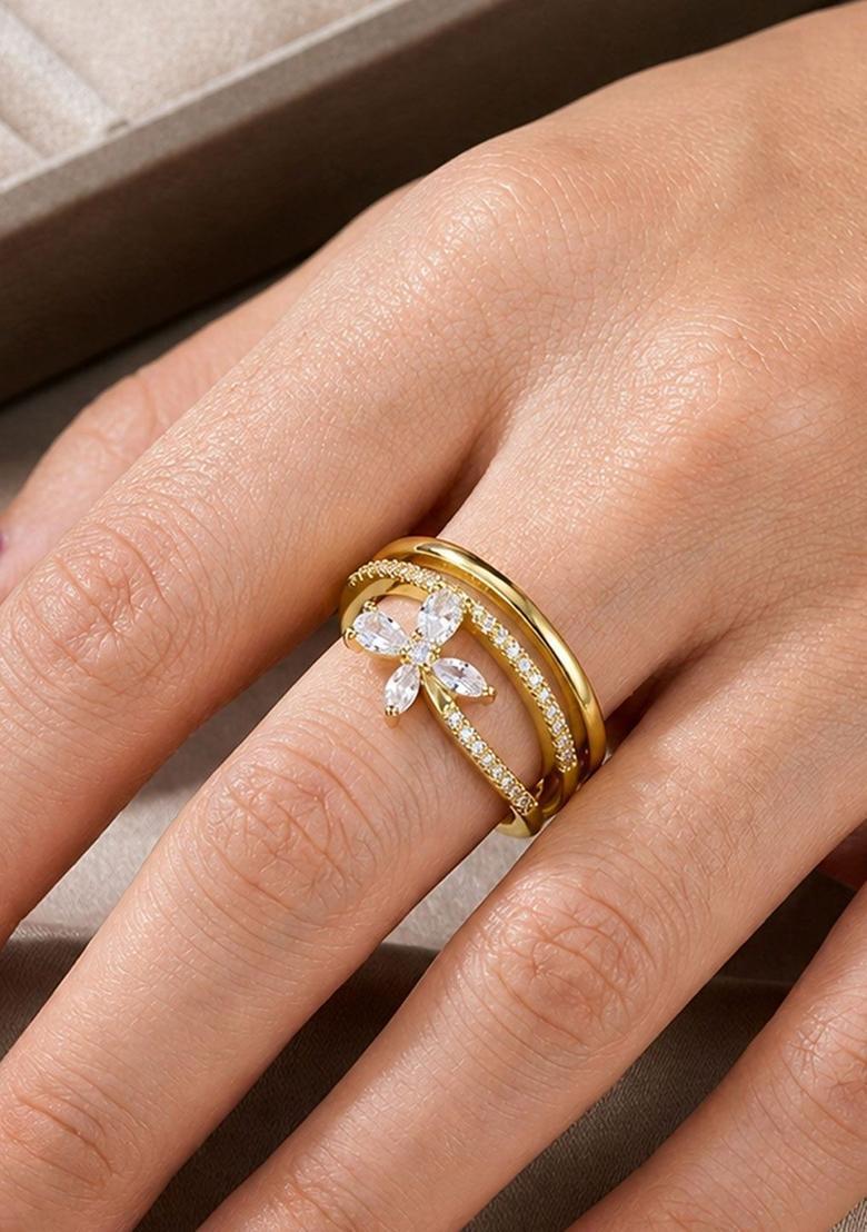 Golden Alloy Ring - Indya