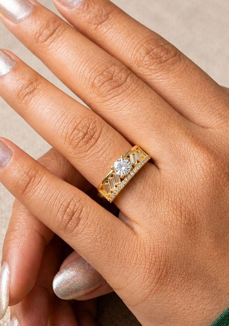 Golden Alloy Ring - Indya