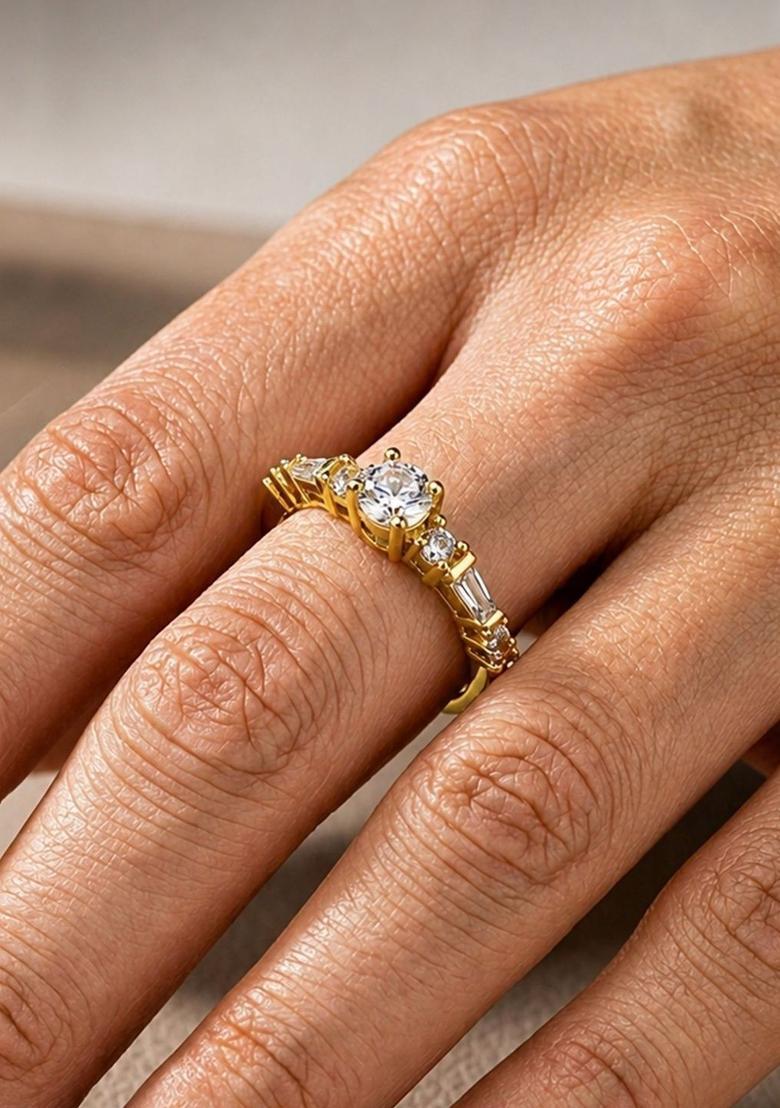 Golden Alloy Ring - Indya