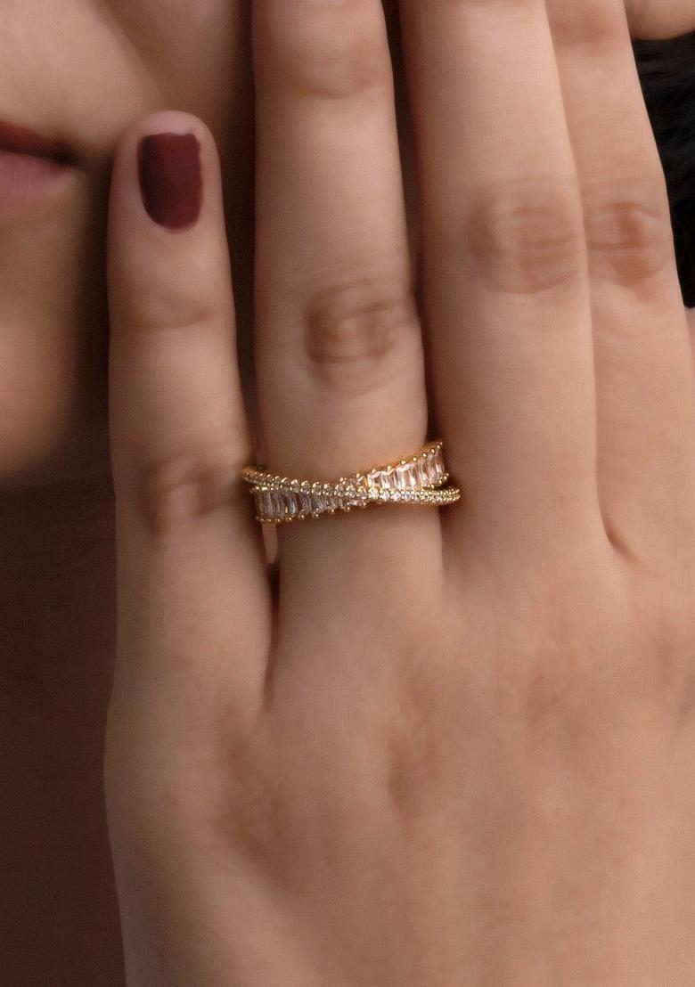 Golden Alloy Ring - Indya