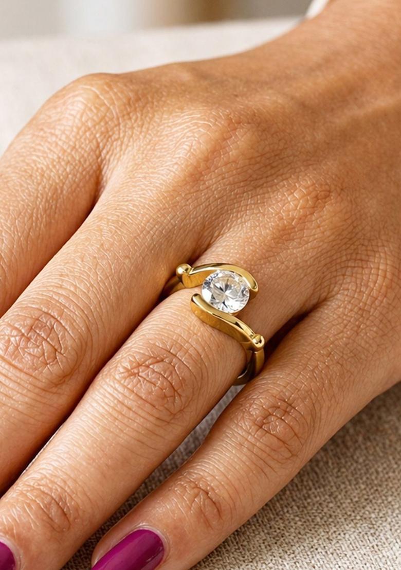 Golden Alloy Ring - Indya