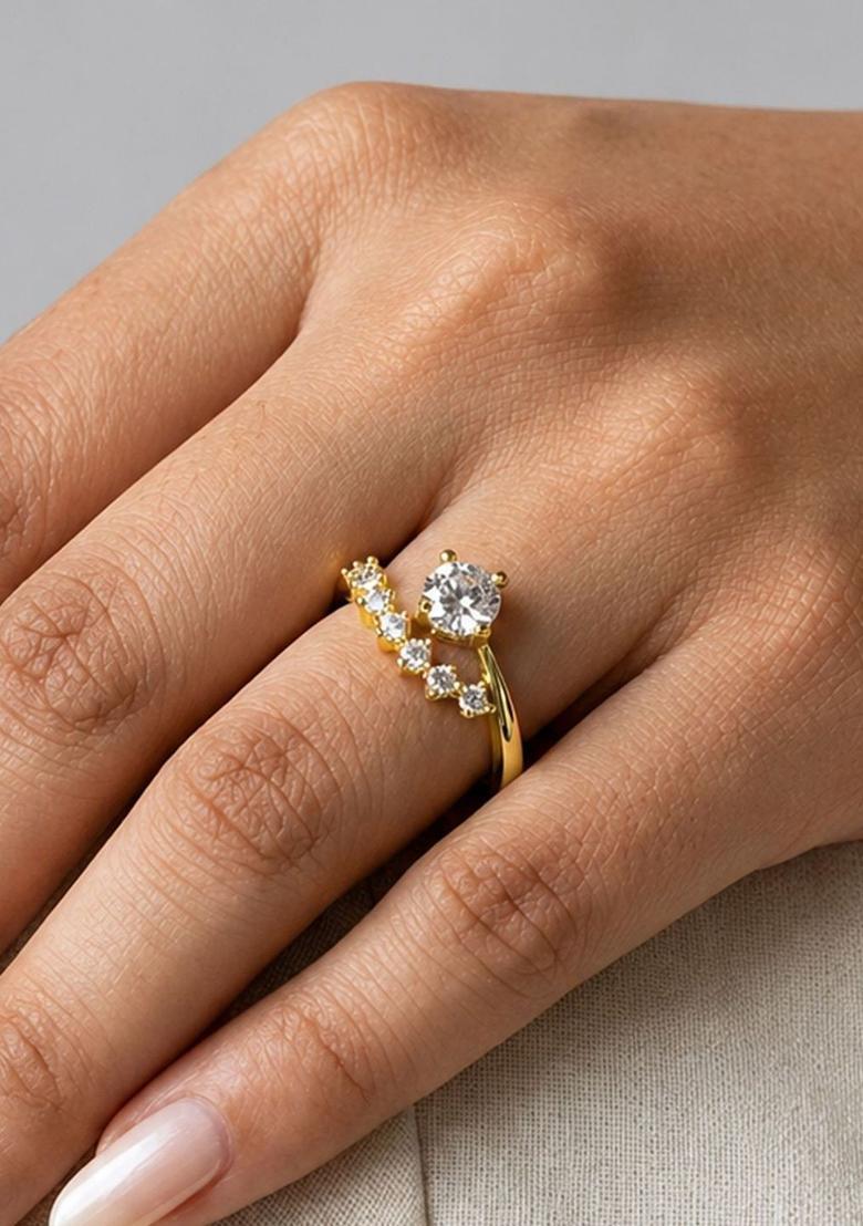 Golden Alloy Ring - Indya