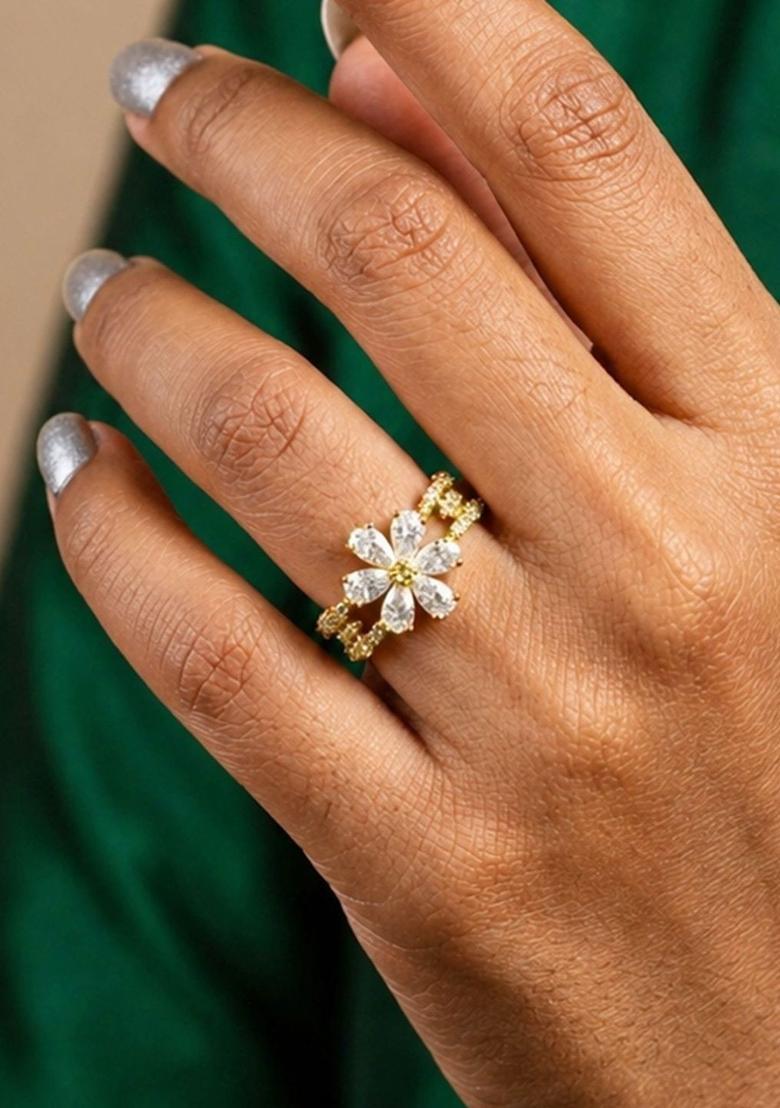 Golden Alloy Ring - Indya