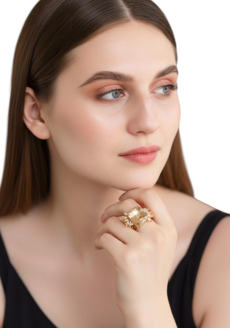 Golden Alloy Ring - Indya